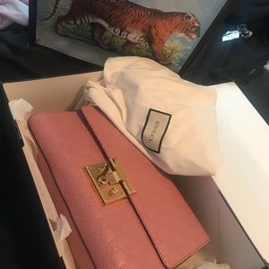 Pink Gucci padlock handbag